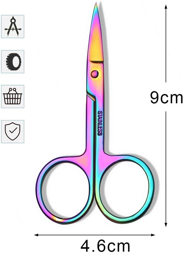 Eyebrow Scissors Cuticle Scissors,Stainless Steel Manicure Scissors for Nails, Multi-Purpose Small Curved Scissors Grooming Tools for Nose Beard Mustache Facial Hair( 3 pcs ) : Beauty & Personal Care
