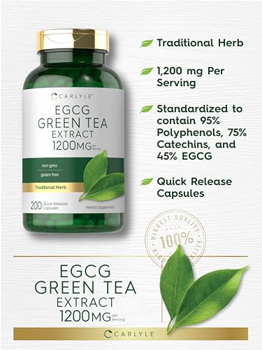 Carlyle CL3374 Egcg Green Tea Extract Supplement | 1200Mg | 200 Capsules thumb #3