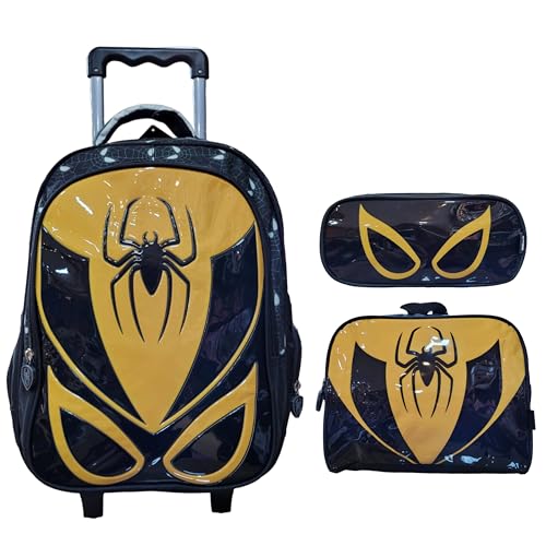 Kit Mochila Rodinha Lancheira Estojo 3D Spider Yins YS42239 - Kit Completo Escolar, Volta às Aulas (