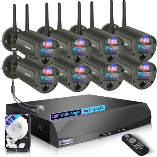 Image of 【130 Wide Angle & 90 Days Storage】 Outdoor Wireless Security Camera System, Wireless Cameras for Home Security, WiFi Video Surveillance DVR Kits