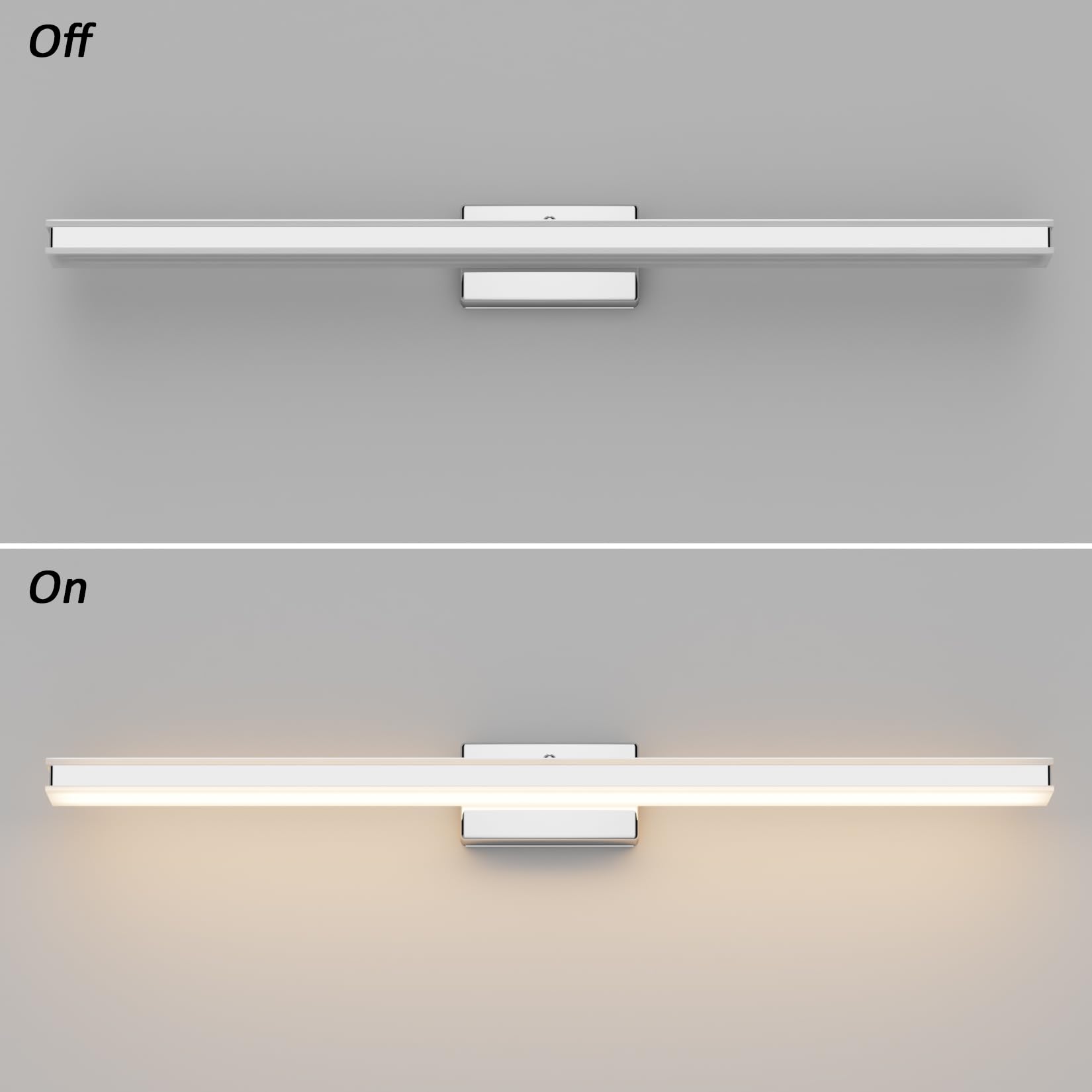 Klighten Luz Espejo Baño LED 60cm 20W, 2000LM Lámparas para el Espejo del Cuarto de Baño, Apliques Espejo de Baño Moderno, 110-240V, 3000K Blanco Cálido, Cromo