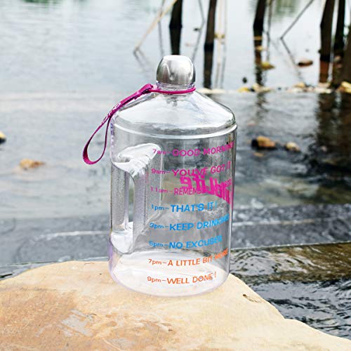 image for BuildLife 1 Gallon Water Bottle Motivational Fitness Workout with Time