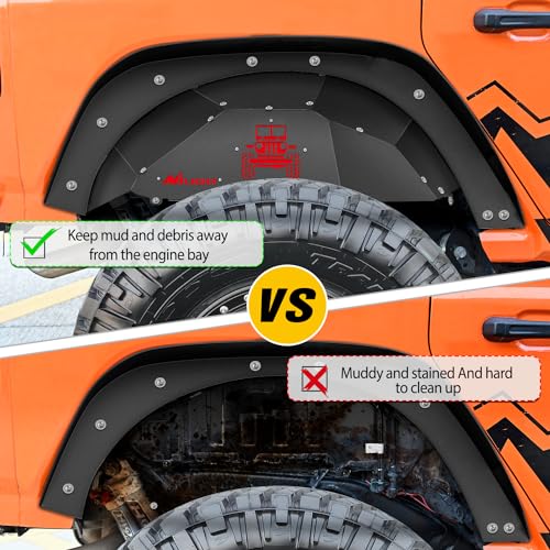 Image of Nilight Front & Rear Inner Fender Liners Wheel Cover Fit for Wrangler JL JLU2018 2019 2020 2021 2022 2023 2024 2025 (4-Door /2-Door) Unlimited Bolt-on Style Fender Flares Splash Guards