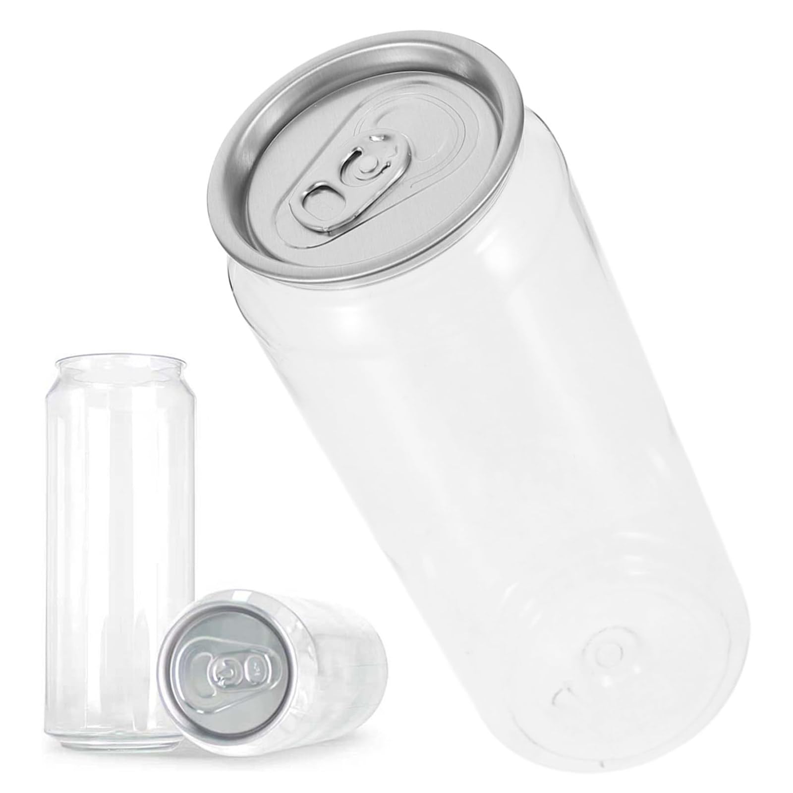 ZEEKYFOR 200pcs Clear Beverage Cans Portable Canned Drink Bottles with Caps for Juice Soda Milk Tea Coffee, Disposable Leakproof PET Juice Bottles 650ml/22oz