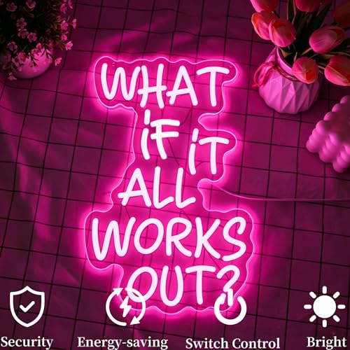 Image of What If It All Works Out Neon Sign Led Neon Lights Neon Signs for Wall Decor Light Up Sign for Birthday Party Club Gift