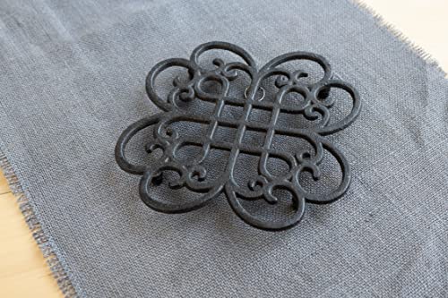 GASARE-Cast-Iron-Trivet-for-Hot-Dishes-Pots-and-Pans-Metal-Trivet-Classic-Design-Rubber-Feet-Caps-Ring-Hanger-9-Inches-Brown-1-Unit GASARE Cast Iron Trivet for Hot Dishes Pots and Pans Metal Trivet Classic Design Rubber Feet Caps Ring Hanger 9 Inches Brown 1 Unit