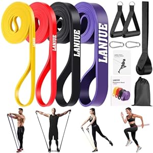 4 Pcs Elastique Musculation, Elastique Sport Bande Elastique Musculation avec Sac Ancrage de Porte, Bande de Résistance Bande Elastique Fitness pour Entraînement Gym Fitness Pilates Yoga