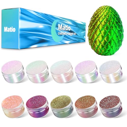 Matio Chameleon Mica Powder,10 * 5g Chrome Powder, 5 Pearlescent