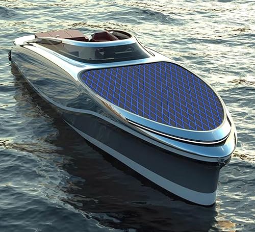 Image of Boat Flooring Eva Foam Decking Marine Non-Slip Self-Adhesive Flooring for Motorboat Fishing Boat RV Yacht Kayak Swimming Pool 86.6 inchX37.4 inch (Dark Grey and Blue Diamond Seamlines)