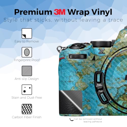 Image of Carbon Fiber Camera Skin Compatible with Nikon Z5 II (2025) - Teal Marble - Premium 3M Vinyl Protective Wrap Decal Cover - Easy to Apply | Crafted in the USA by MightySkins