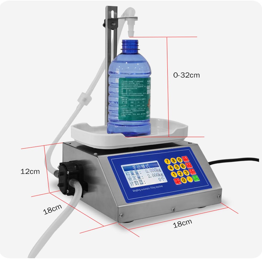 Máquina De Llenado De Líquidos 10G-3Kg Máquina De Llenado De Botellas 4.2L/ Min Control Digital para Jugo, Aceite Esencial, Esmalte De Uñas