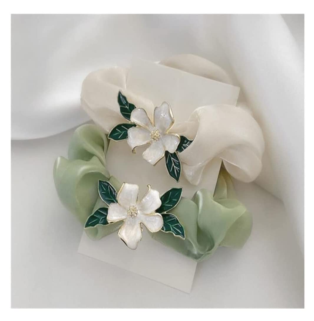 Feste Elastici Capelli 5pcs Fiore Scrunchies Fasce Elastiche Per Capelli Per Fatte A Mano Supporto Per Cavallo Decorazione Eleganti(Grün)
