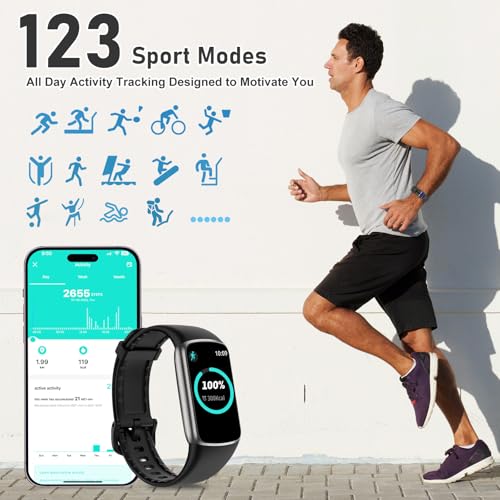 Fitness Tracker with 24/7 Heart Rate, Blood Pressure Blood Oxygen Sleep Monitor, 123 Sports Modes Calories Smart Watch,IP68 Waterproof Step Counter Activity Trackers Pedometer for Women Men - Image 5