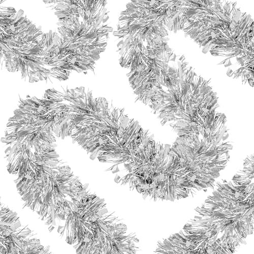 Image of 70 Ft Christmas Tinsel Garland Metallic Tinsel Twist Garland Glitter Christmas Tree Hanging Decorations for New Year Party Birthday Holiday Indoor Outdoor Supplies