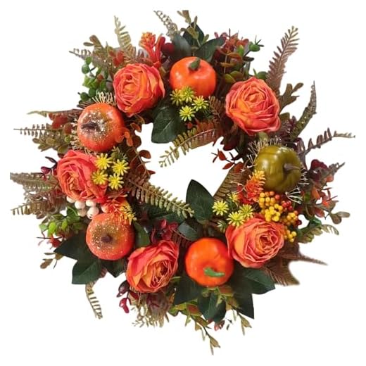 Coronitas de otoño para Puerta de Entrada de 16 Pulgadas, Corona de Puerta de otoño con Calabaza, otoño de Acción de Gracias Festival Decoraciones de Interior y Exterior | Coronas