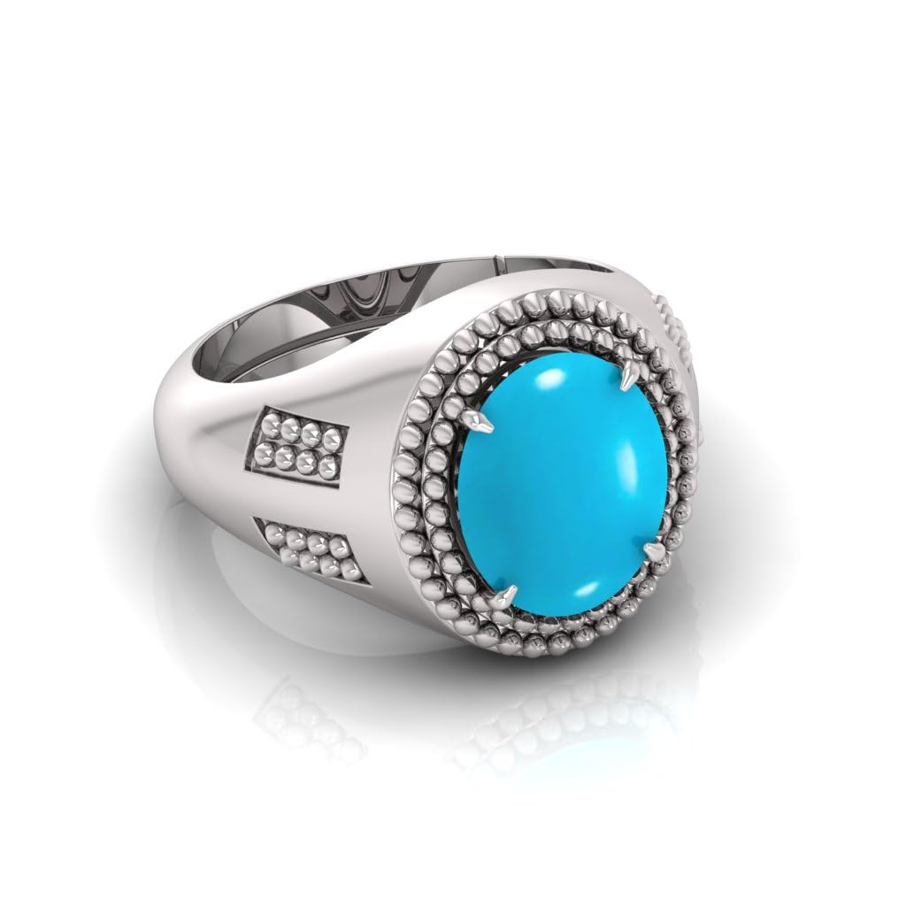 7.25 Ratti Firoza (Turquoise) Original Stone Adjustable Ring For Men And Women With Lab Certified A-14