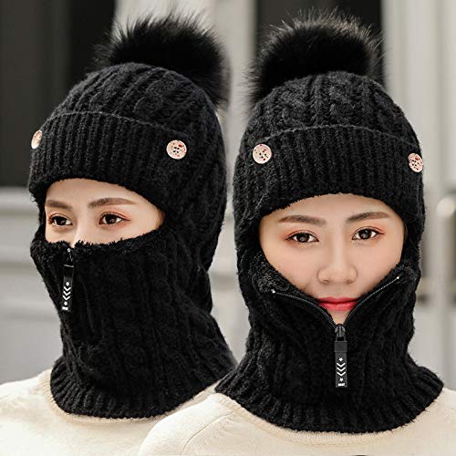 Bonnet tricoté hiver femelle doublé velours chapeau chaud sauvage