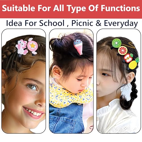 Image of TEMPERIA (1 Pack - 10 Clips) Hair Clips for Girl Kids - Girls Gift Items for Birthday - Cute Hair Clips & Pins Set for Baby & Small Girls - Girl Hair Accessories (Random Colors & Designs) (MN01)