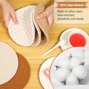 Trivet Mats Set for Hot Dishes, 5 Heat Resistant Pot Holders for Kitchen, Home Essentials, Anti Stain Hot Pads for Hot pots and Pans, Fall Decorations for Home, 7 Inches(Brown) Trivet Mats Set for Hot Dishes 5 Heat Resistant Pot Holders for Kitchen Home Essentials Anti Stain Hot Pads for Hot pots and Pans Fall Decorations for Home 7 InchesBrown