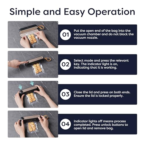 Image of CIARRA Handheld Vacuum Sealer - Portable Food Preservation Machine with 3 Modes, Compact Automatic Sealing System for Dry & Wet Foods (Vacuum Sealer + 5 Pcs Vacuum Seal Bags)