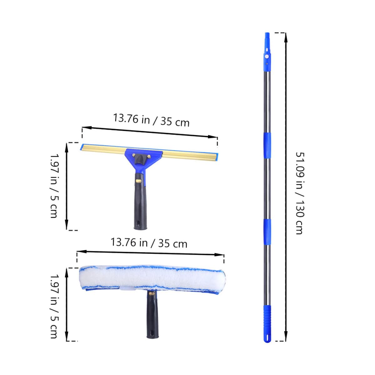 VICASKY Raclette à Vitres Extensible 3 Pièces avec Brosse Microfibre Bleue Outil de Nettoyage pour Fenêtres Portes Voitures Accessoire Ménage Polyvalent pour Salle de Bain et Balcon