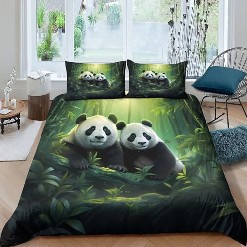 Housse de couette pandas 140x200 microfibre douce pour lit single enfant - 4