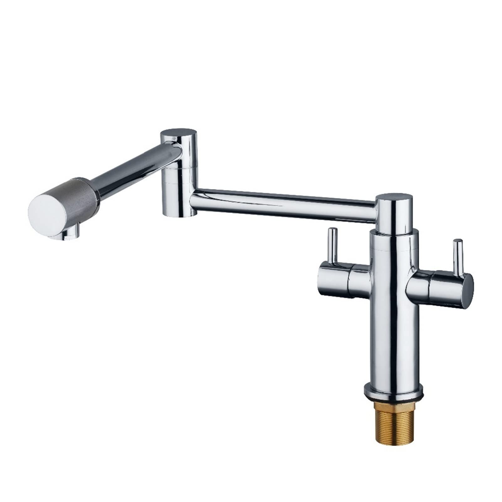Cudtapi One Color Bathroom Faucet Dual Handles Pot Filler Chrome Swivel Kitchen Basin Sink Washbasin Vessel Lengthen Spout Faucet Cold & Hot Water Tap