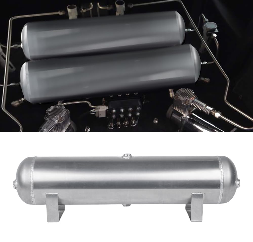 ZHSYMX 5 Gallon (18 Liter) 6 Ports Compressed air Storage Tank air Ride Receiver Tank for Air Ride Suspension Car Train Truck Horn Silver