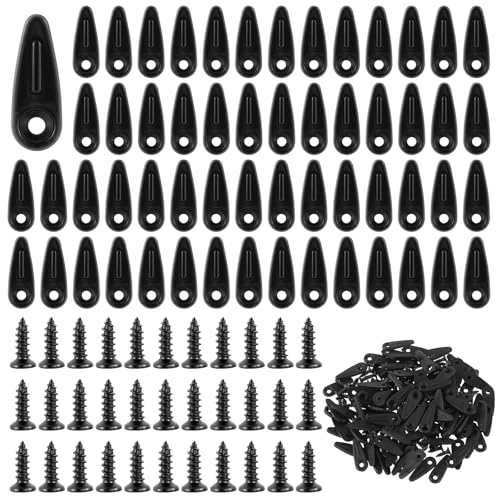 Mabor 100 clips de respaldo de marco de fotos, clips negros para marco de fotos, clips de respaldo de metal con botón de giro con tornillos para colgar decoración de obras de arte