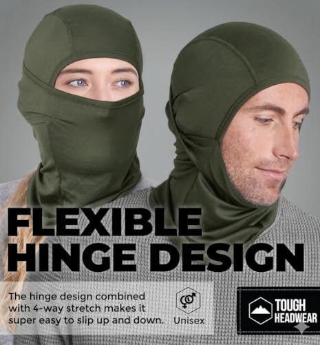 Image of Tough Headwear Balaclava Ski Mask - Breathable Face Mask for Men - Flexible Hinge Full Face Cover - Windproof Motorcycle Gear