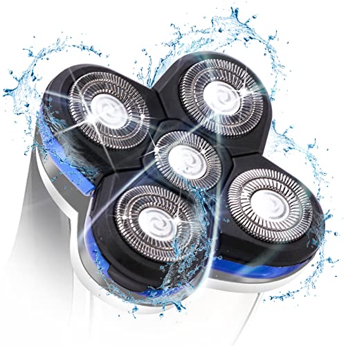 Shaver Blade Heads, 5 Heads Beard Cutter Replacement Blade Easy Install Electric Razor Shaver Head for Head and Face (Blue)