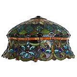 18 Inch Lamp Shade Replacement, Only Tiffany Style Stained Glass Lamp Chimney Straw Hat Floral Design, Baroque Rose Sunflower Orange Green Beige Fit for Table Lamp Pendant Light Floor Lamp,D