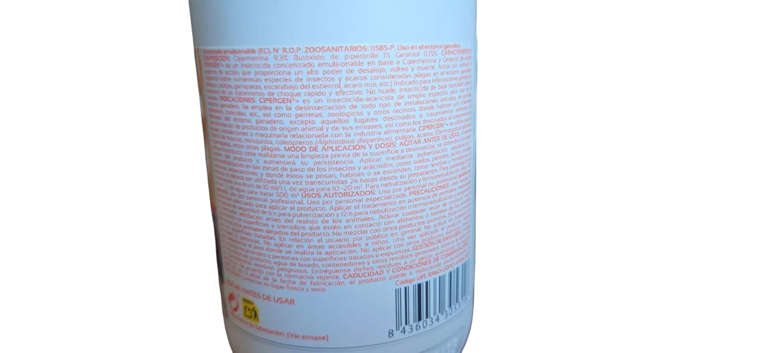 CIPERMETRINA 9,3% Insecticida Acaricida Concentrado 1L Mosquitos Moscas Pulgas