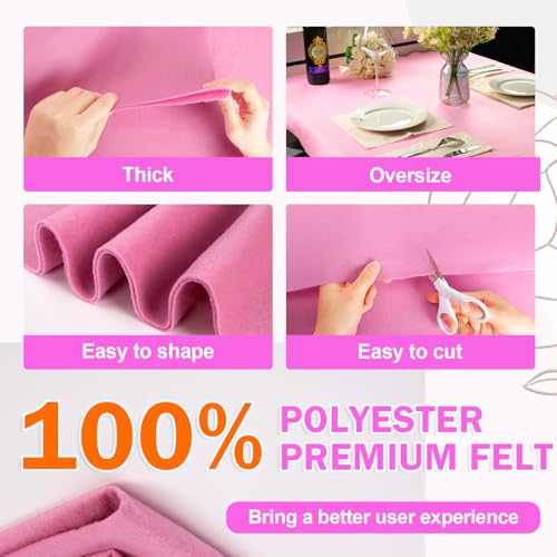 Image of XSEINO Dust Pink Large Felt Fabric 72 inch X 36 inch(2 Square Yards), 1.4 mm Thick Soft Felt Fabric Sheet for Crafts, Pink Series Colors Soft Nonwoven Fabric, Fit for Decoration, Sewing, DIY Crafts