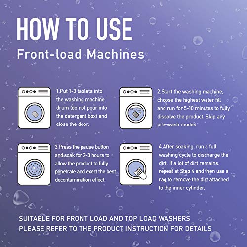 HIWILL Washing Machine Cleaner Effervescent Tablets, Solid Washer Deep Cleaning Tablet, Triple Decontamination Remover with Natural Biological Formula, for Front Load and Top Load Washers 26 Count - Thumbnail 5