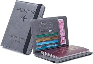avendreo PU Leather Passport Holder Cover for Men & Women - RFID Blocking Passport Case Travel Wallet Organizer, Document Holder for Passport, Boarding Pass, ID Cards, Travel Essentials (Grey)-picture-45