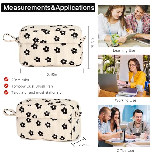 Image of Bluboon Big Capacity Pencil Case Pencil Pouch School Supplies Cute Pencil Box Pencil Bag for Teen Girls Boys Women Man (Black Floral 95)