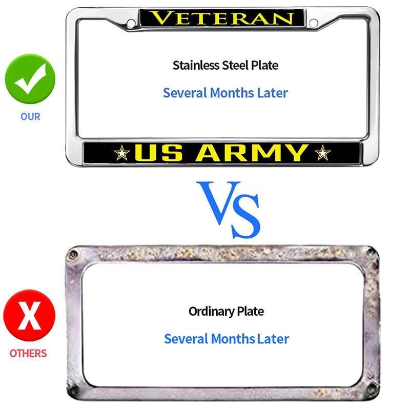 Image of Veteran Military Rattle-Proof License Plate Frame Proud Military Force License Plate Frame for Birthday Gift