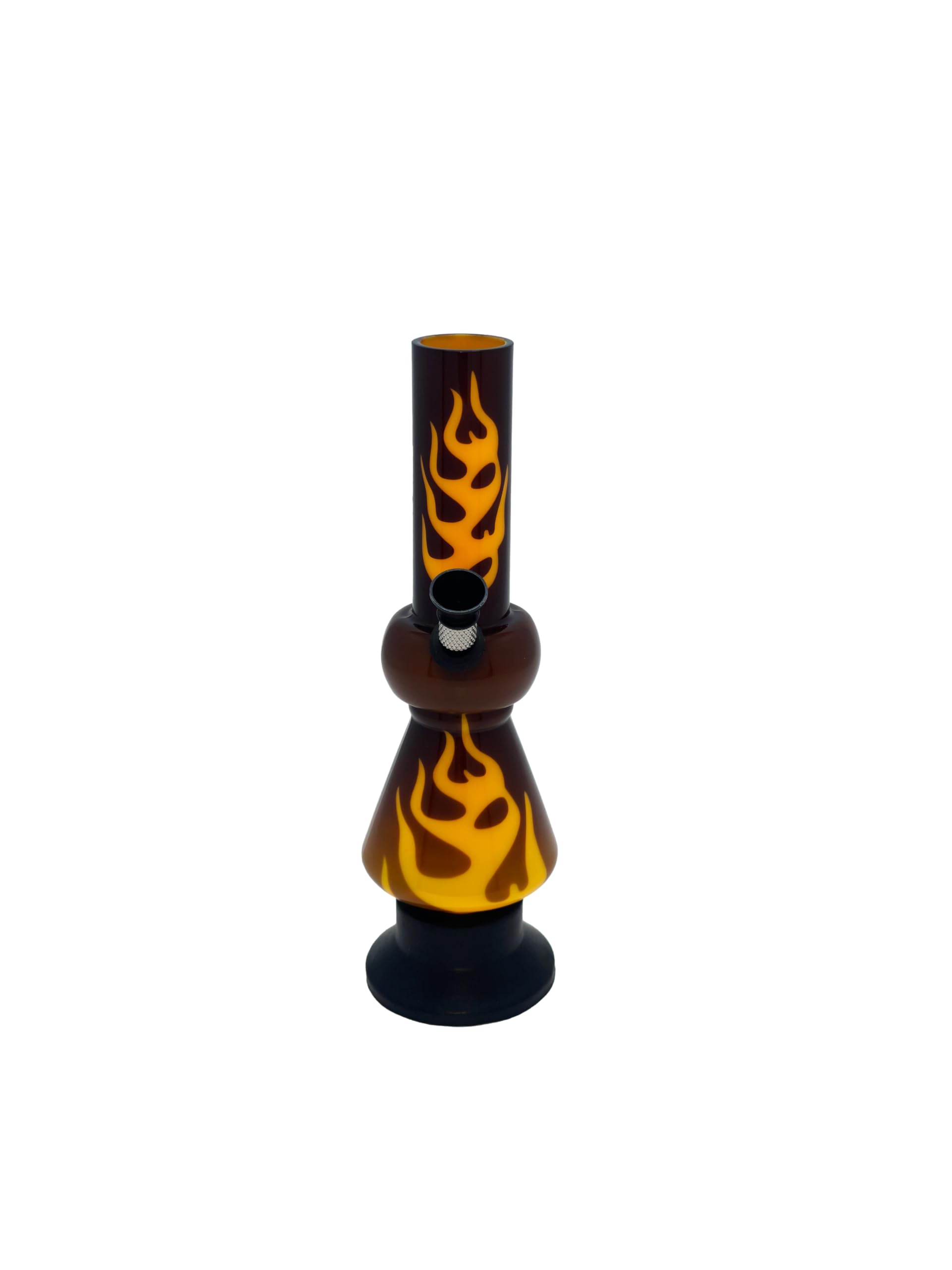 Volcano Smoking Pipe 20cm, Black with Yellow Fire Sticker, Glass-Like Finish, Compact, Durable, Unique Design, Portable, Easy to Clean, Everyday Use