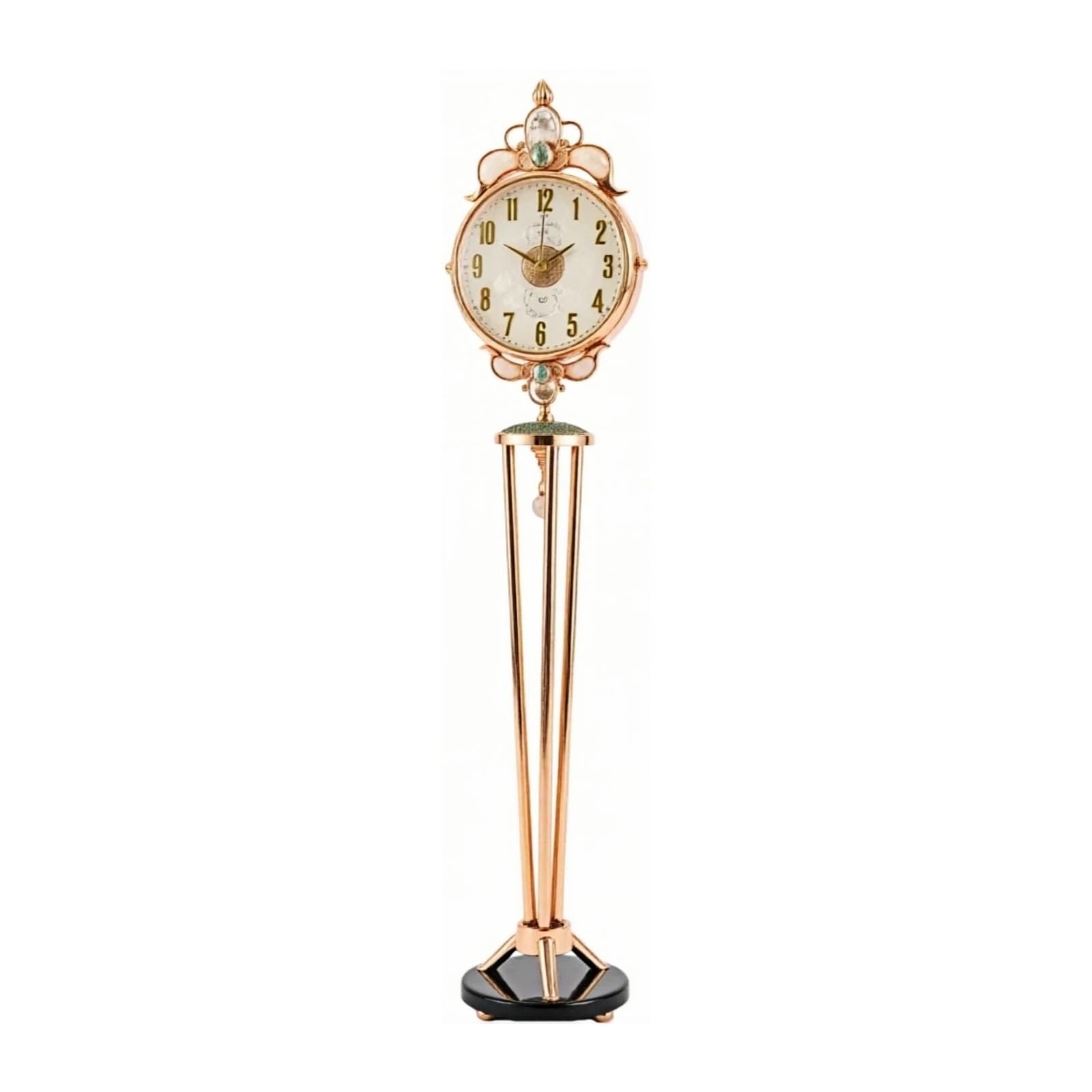 ZKALQECNF Metal Floor Standing Clock Quartz Silent Movement European Style Decorative Home Decor(White)