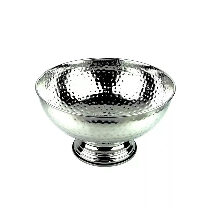 Nobel Stainless Steel Ice Bucket to Keep Cold Champagne Wine and Beer Ideal for Punch - 34 cm Diameter (Hammered Stainless Steel)