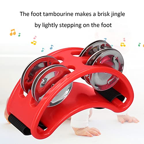 Foot Tambourine, Metal Jingles Percussion 5Pcs 2Row Half Moon Shaped 2Row Foot Tambourine for Party - Image 4