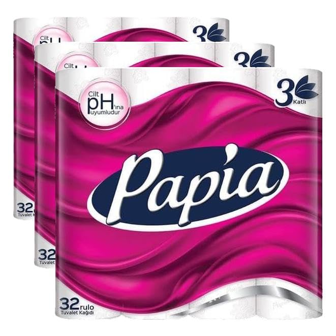 Papia 3 Katlı 32'lı Tuvalet Kağıdı (1 x 32 Rulo) (3 paketi)