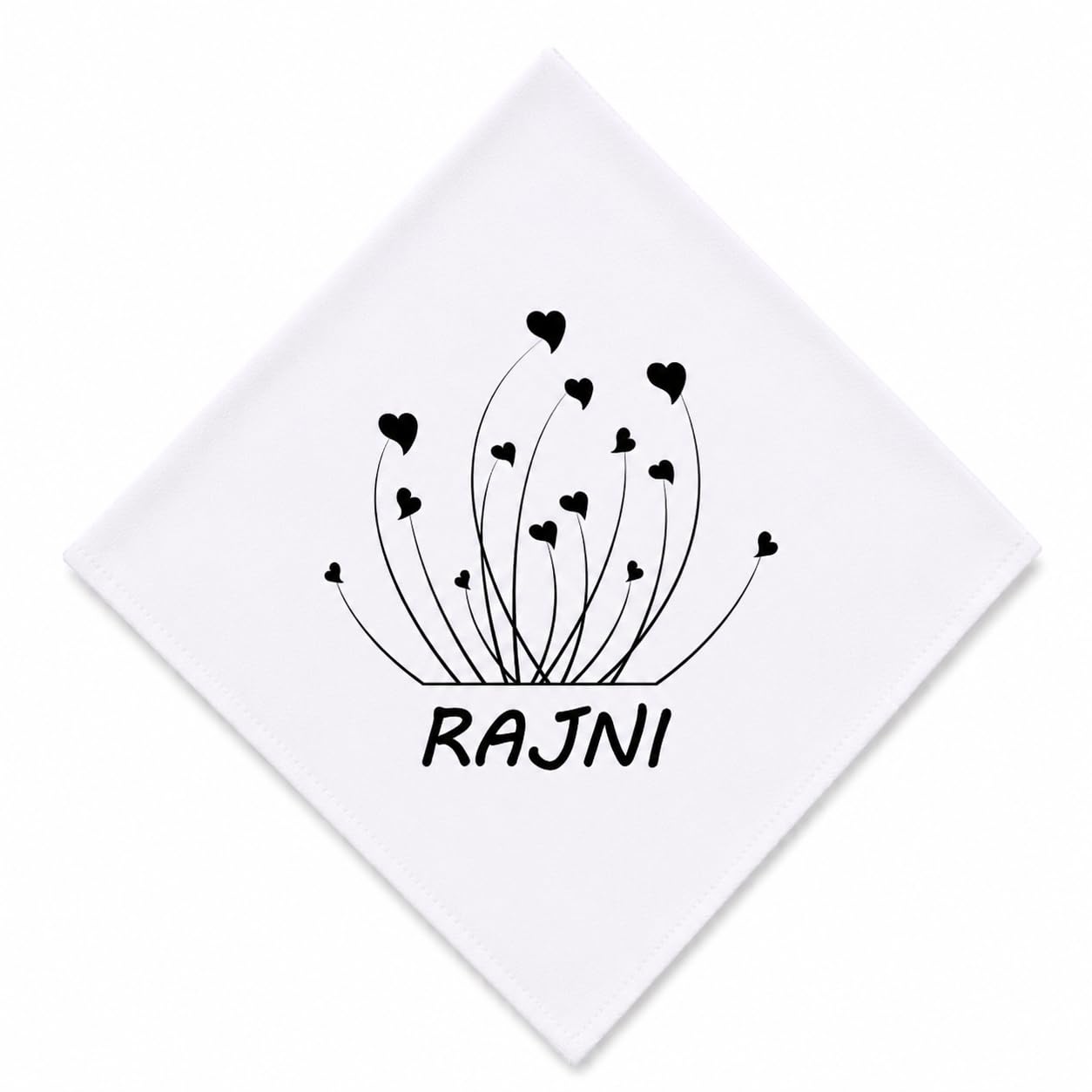 Personalised White Cotton Handkerchief with Heart Floral Design-image-12
