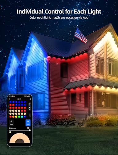 Image of APPECK Permanent Outdoor Lights 100ft with 72 LEDs, 111 Scene Modes, Smart RGBW String Lights Waterproof, App & Remote Control for Christmas, Holidays, Compatible with Alexa, Google, White