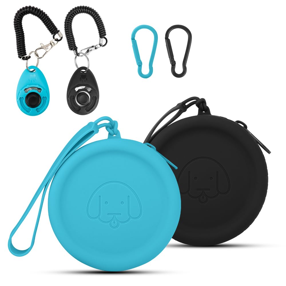 Bolsa de silicona para golosinas para perros, paquete de 2 bolsas de caminar para perros y gatos, formato de bolsillo, fácil de limpiar, sin olor, cremallera, bolsa de viaje, bolsa de entrenamiento