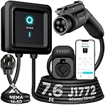 EVIQO Level 2 EV Charger 40 Amp - 9.6 kW 240V Wall Home EV Charger Level 2, NEMA 14-50 Plug, J1772 Connector with 7.6m Charging Cable - Enhanced Wi-Fi & Smart App – UL, ETL Certified EVSE – GEN 2
