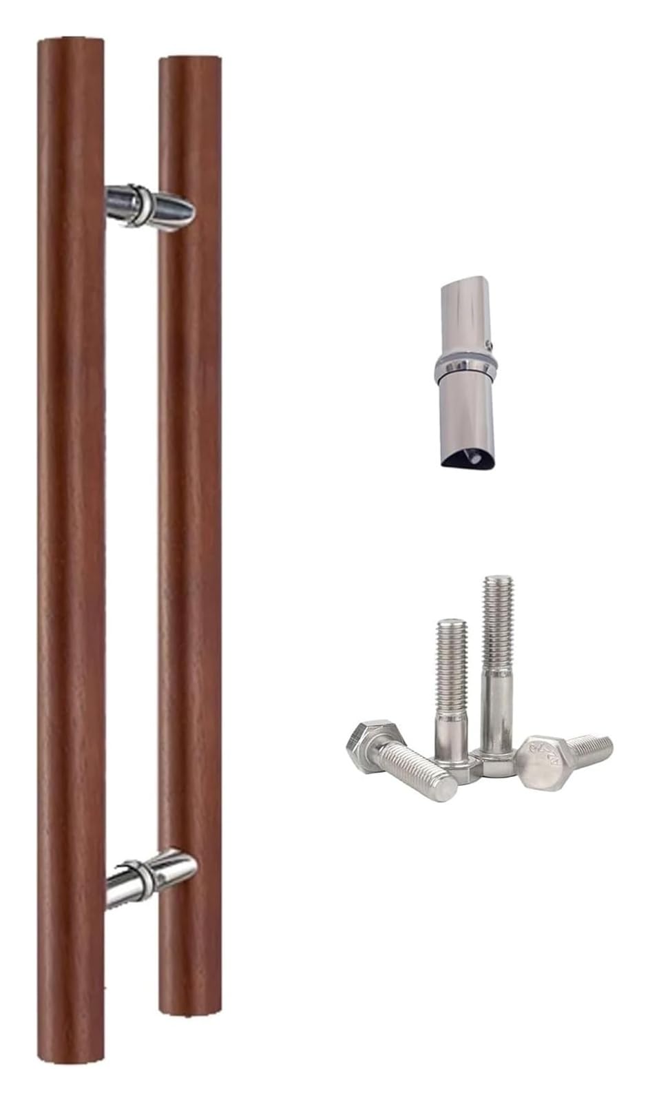 Cwcqgh F Push Pull Door Handle, Sliding Barn Door Handle, Pull Push Bar Handle With Ittings, Barn Door Hardware Or Interior Exterior Door, H Shape Double Sided,-Length 100Cm(39.4Inch)