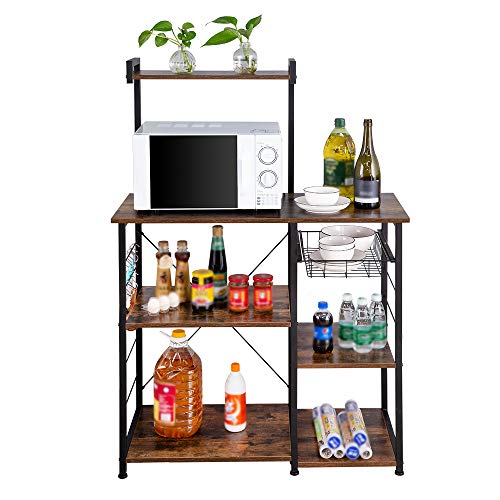 Lumiffy Microwave Stand with Cabinet Hutch for Kitchen with Storage Kitchen Backer Rack and Shelves for Storage Kitchen Storage Organizer