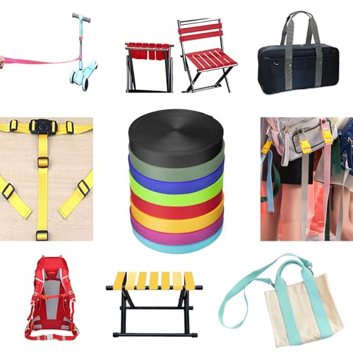 Image of Nylon Webbing 1 Inch 1.5 Inch, Heavy Duty Nylon Webbing Strap 12 Yard,Durable Strapping for Indoor or Outdoor Gear, DIY Crafting, Repairing (Fluorescent Green, 1 inch-12 Yard)